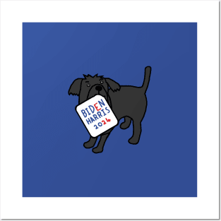 Small Dog with Biden Harris 2024 Sign Posters and Art